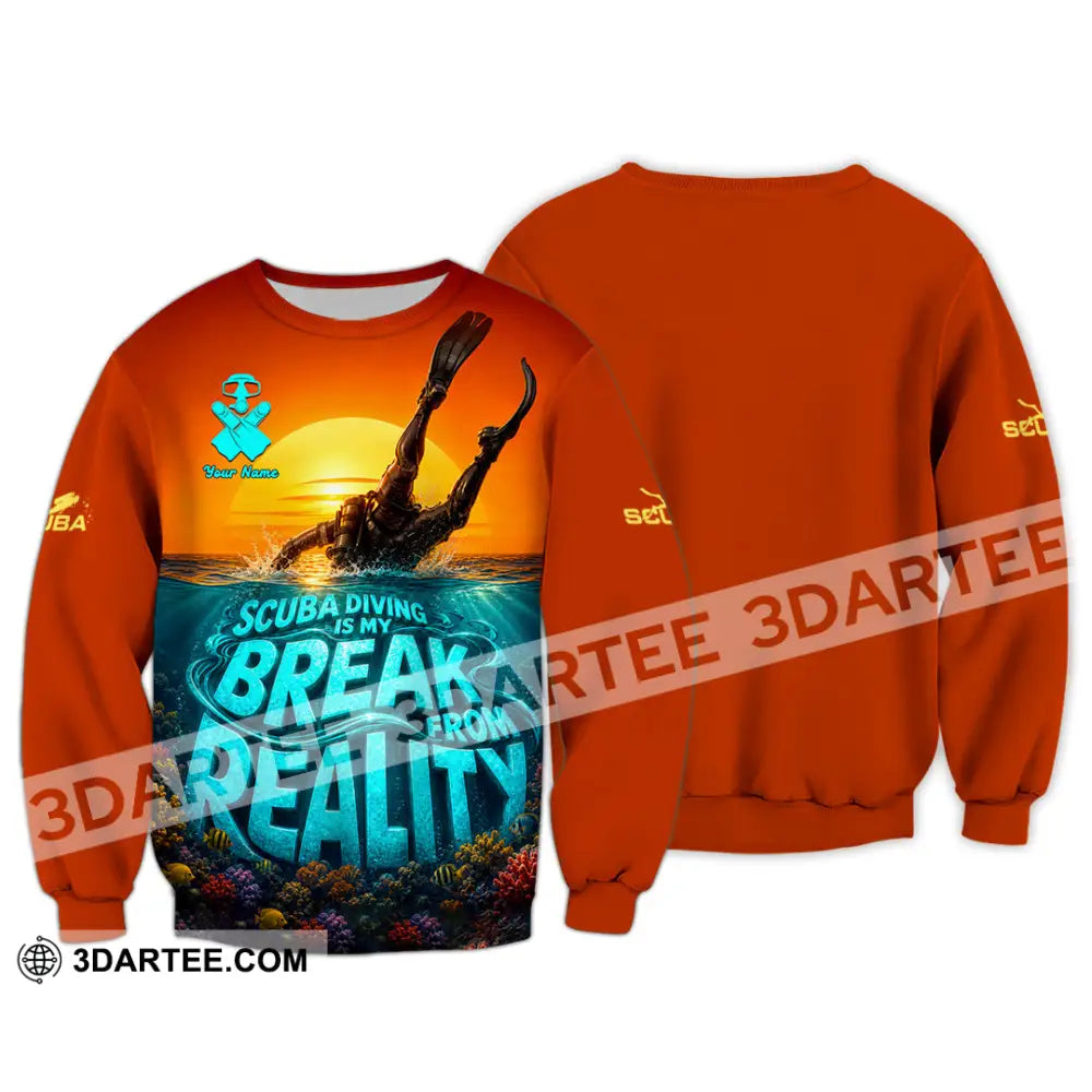 Unisex Shirt - Custom Scuba Diving Is My Break From Reality Shirt - Long Sleeve / S - T-shirt