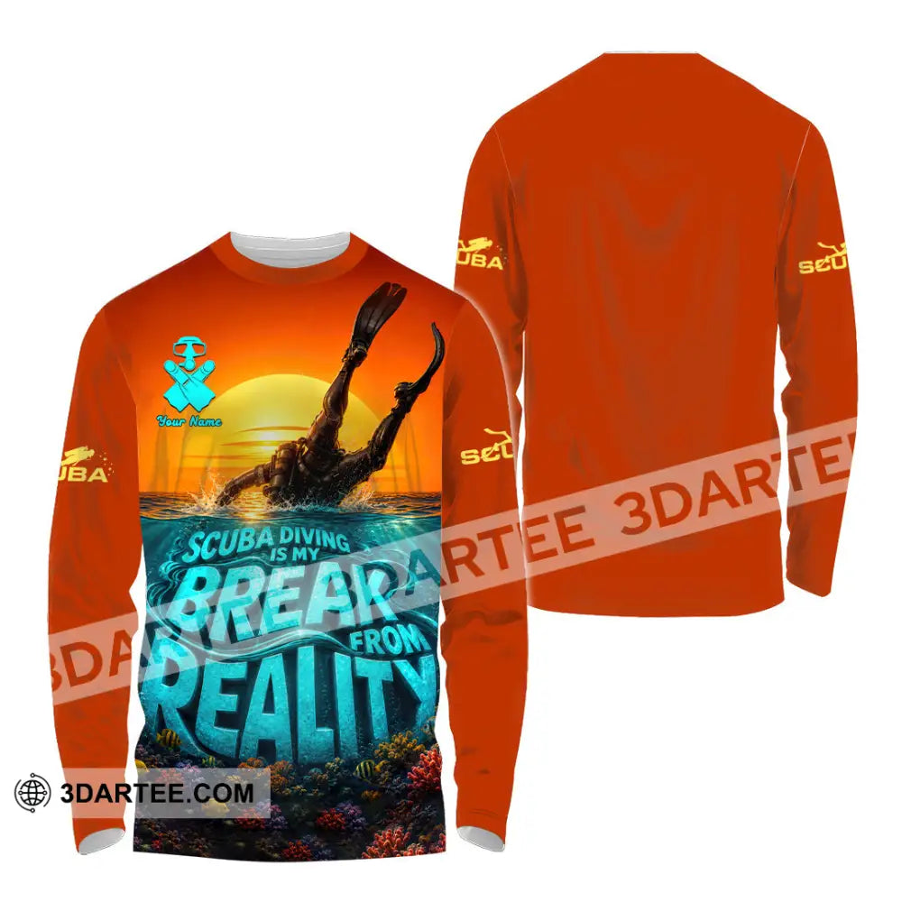 Unisex Shirt - Custom Scuba Diving Is My Break From Reality Shirt - Long Sleeve Shirt / S - T-shirt