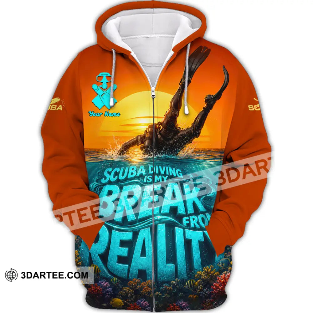 Unisex Shirt - Custom Scuba Diving Is My Break From Reality Shirt - Zipper Hoodie / S - T-shirt