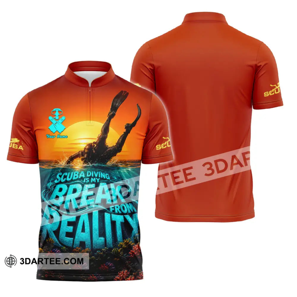 Unisex Shirt - Custom Scuba Diving Is My Break From Reality Shirt - Zipper Polo Shirt / S - T-shirt
