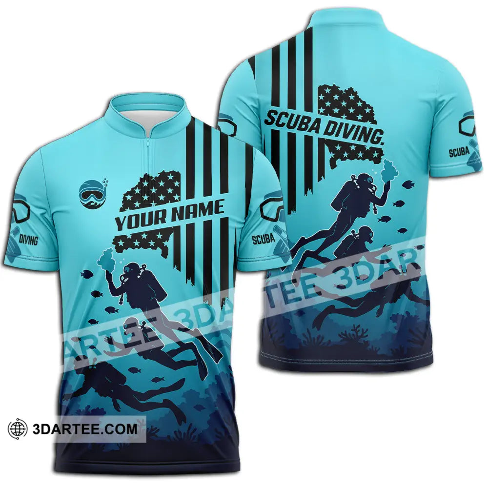 Unisex Shirt - Custom Scuba Diving Shirt Zipper Polo Shirt / S T-shirt