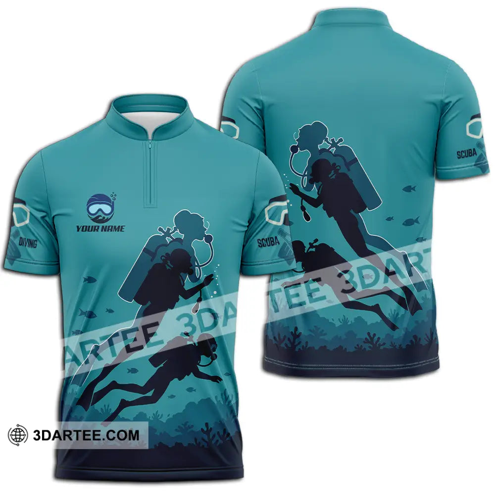 Unisex Shirt - Custom Scuba Diving Shirt Zipper Polo Shirt / S T-shirt