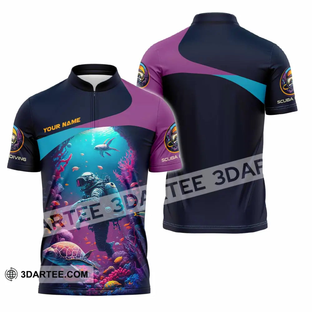 Unisex Shirt Custom Scuba Diving Shirt Zipper Polo Shirt / S T shirt