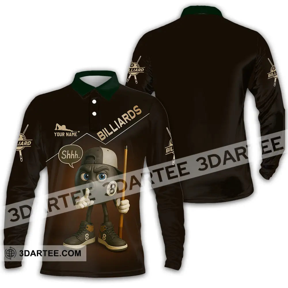 Unisex Shirt - Custom Shhh Billiards Shirt Long Sleeve Polo / S T-shirt