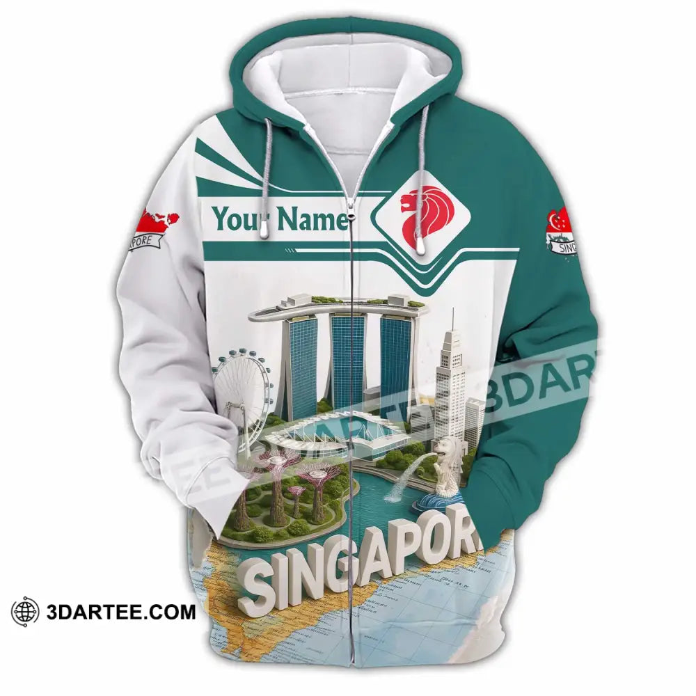 Unisex Shirt - Custom Singapore 3D Shirt Zipper Hoodie / S T-shirt