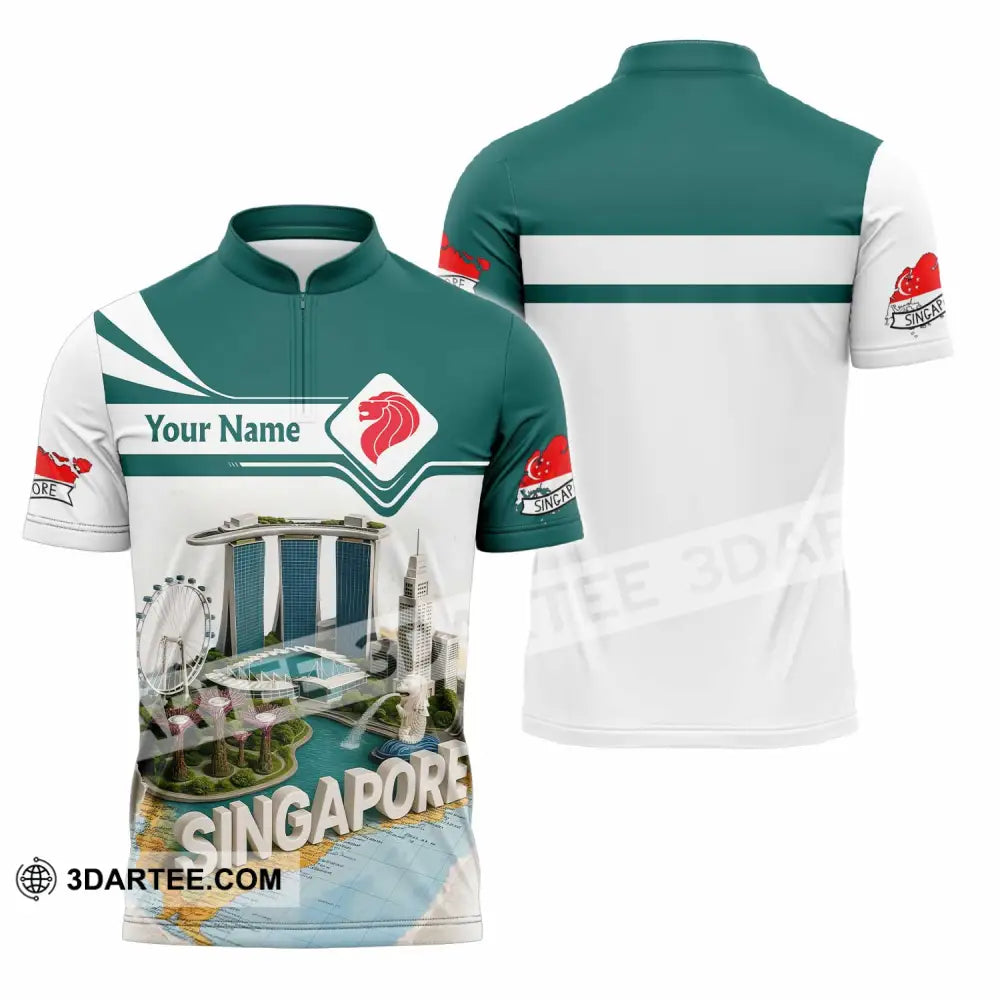 Unisex Shirt - Custom Singapore 3D Shirt Zipper Polo Shirt / S T-shirt