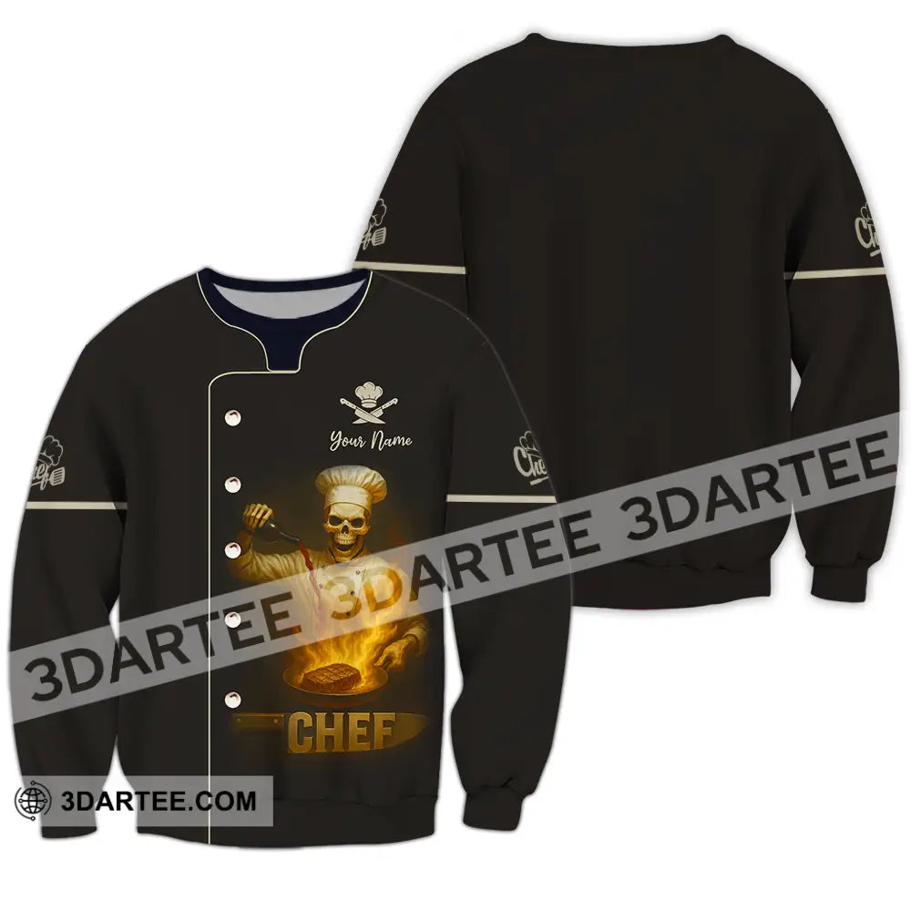 Unisex Shirt - Custom Skeleton Chef Shirt Long Sleeve / S T-shirt