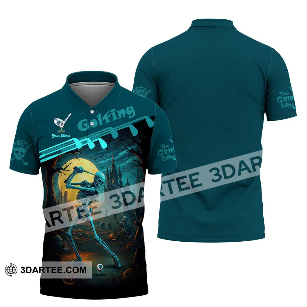 Unisex Shirt - Custom Skeleton Golfing Golf Player Shirt Polo Shirt / S T-shirt