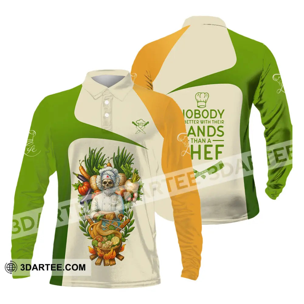 Unisex Shirt - Custom Skeleton Life Of Chef Shirt Long Sleeve Polo / S T-shirt