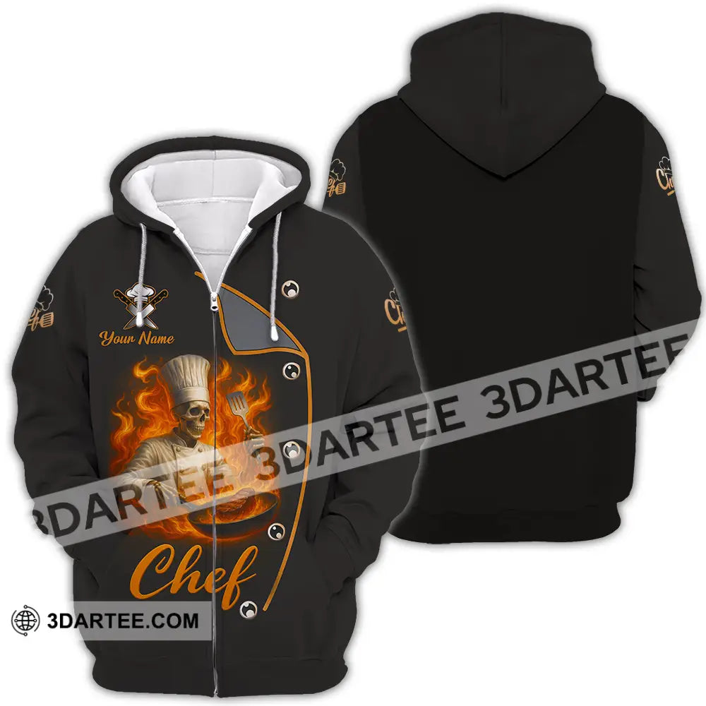 Unisex Shirt - Custom Skeleton Master Chef Chef Shirt Zipper Hoodie / S T-shirt