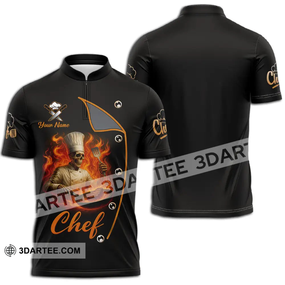 Unisex Shirt - Custom Skeleton Master Chef Chef Shirt Zipper Polo Shirt / S T-shirt