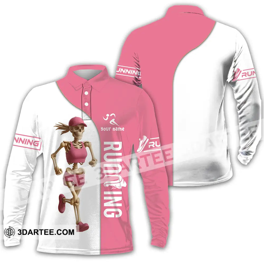 Unisex Shirt - Custom Skeleton Running Shirt Long Sleeve Polo / S T-shirt