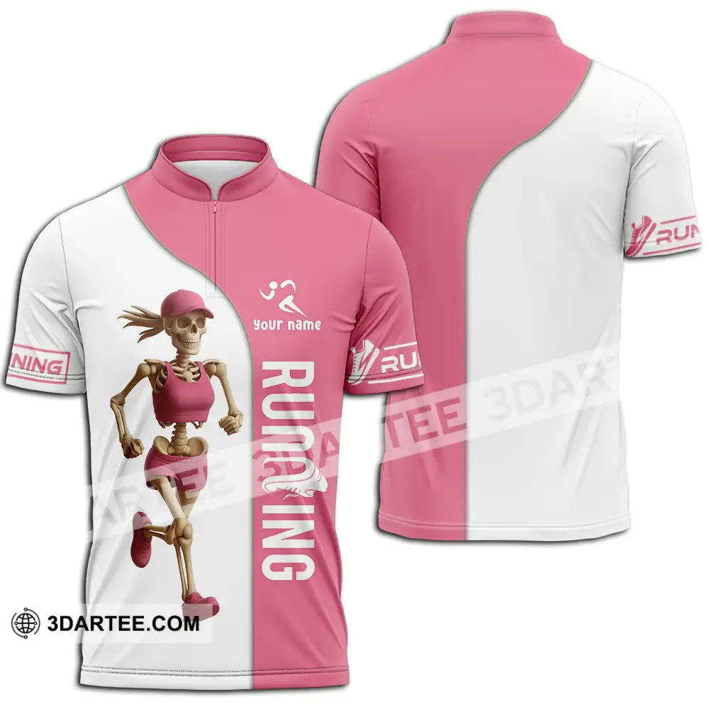 Unisex Shirt - Custom Skeleton Running Shirt Zipper Polo Shirt / S T-shirt