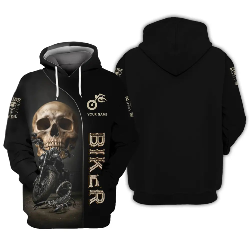 Unisex Shirt - Custom Skull Biker Shirt Hoodie / S T-shirt