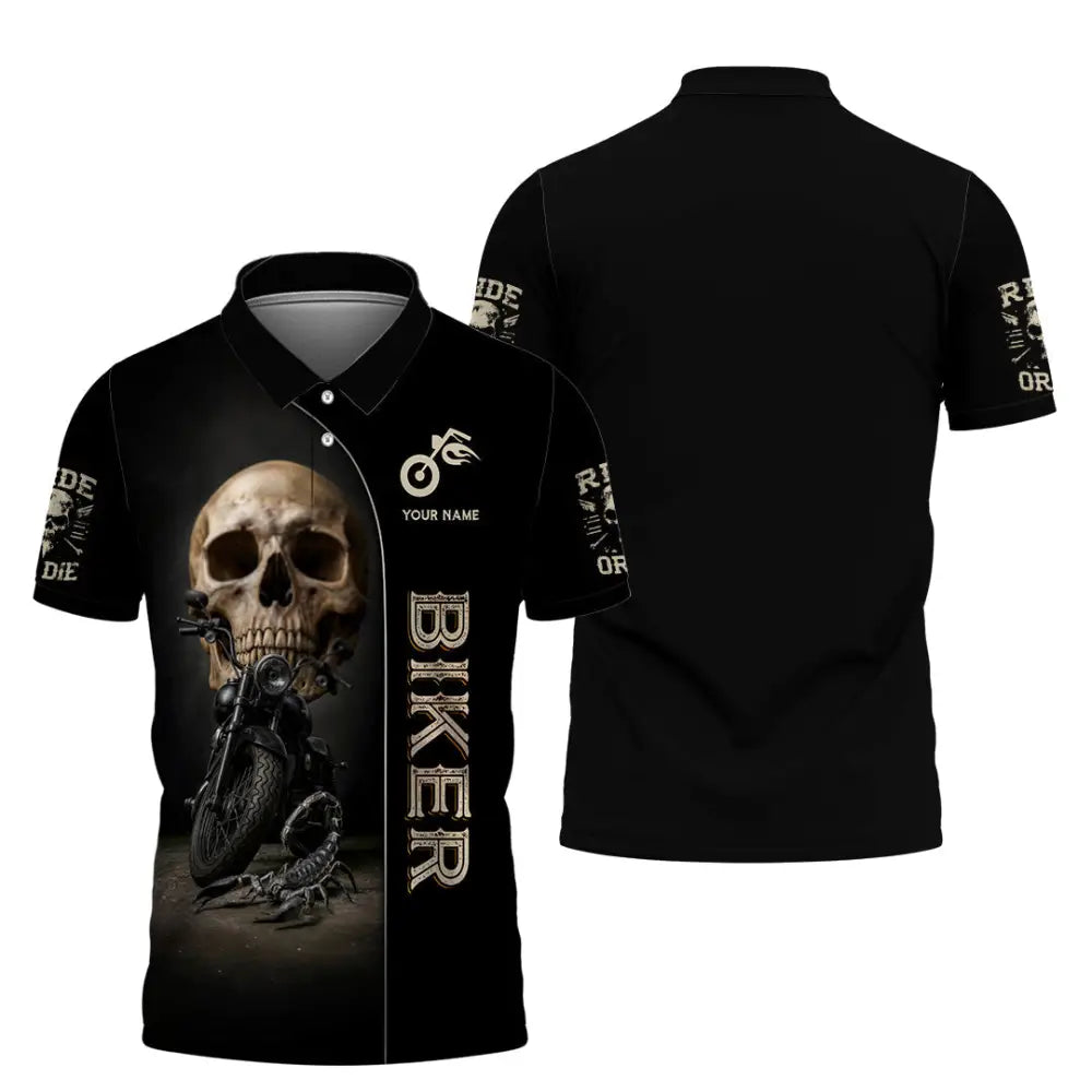 Unisex Shirt - Custom Skull Biker Shirt Polo Shirt / S T-shirt