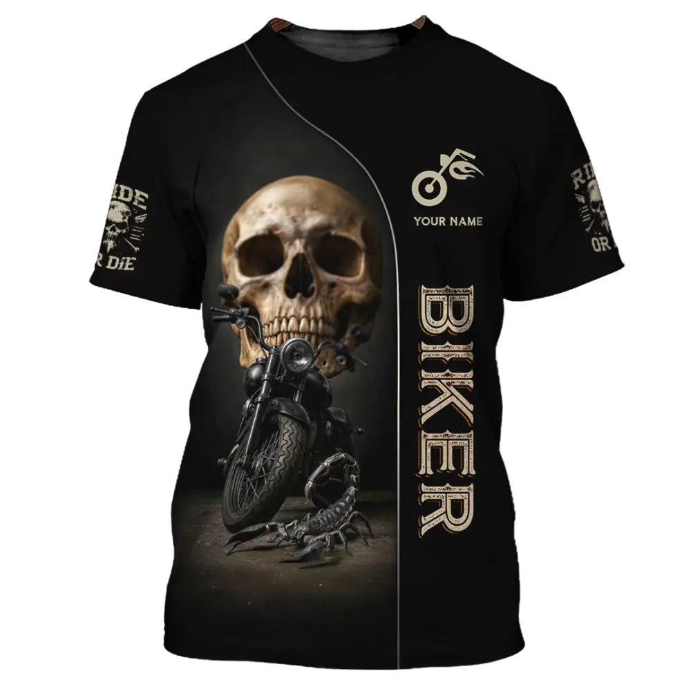 Unisex Shirt - Custom Skull Biker Shirt T-Shirt / S T-shirt