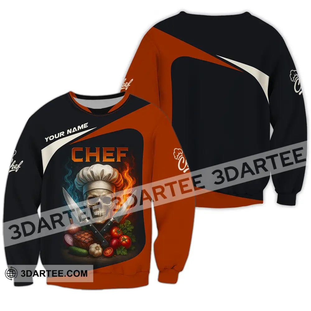 Unisex Shirt - Custom Skull Master Chef Chef Shirt Long Sleeve / S T-shirt