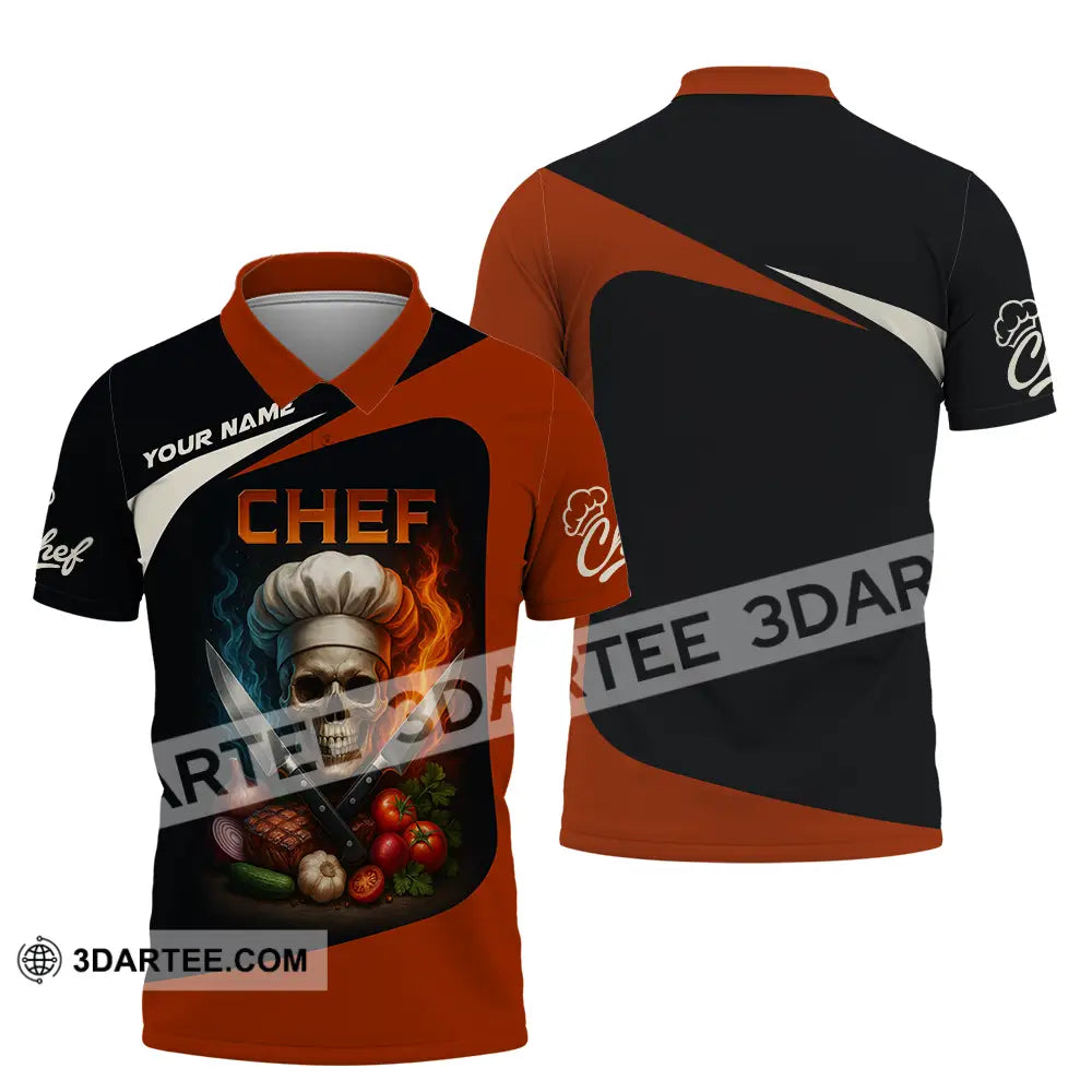 Unisex Shirt - Custom Skull Master Chef Chef Shirt Polo Shirt / S T-shirt