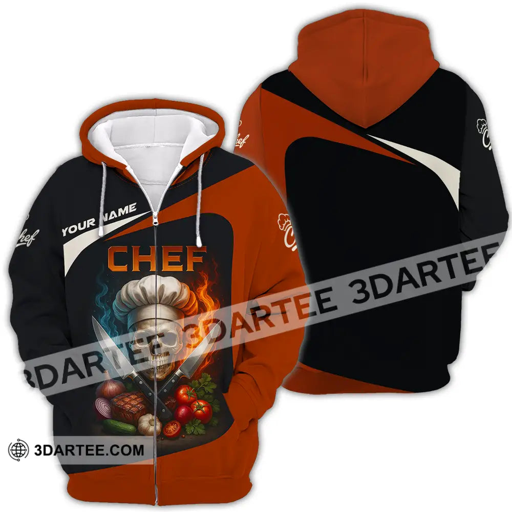 Unisex Shirt - Custom Skull Master Chef Chef Shirt Zipper Hoodie / S T-shirt