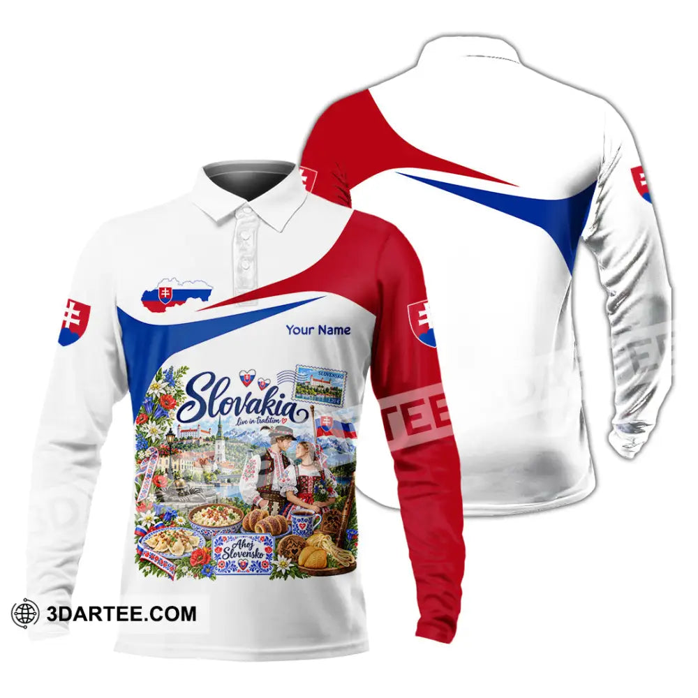 Unisex Shirt - Custom Slovakia Shirt - Long Sleeve Polo / S - T-shirt