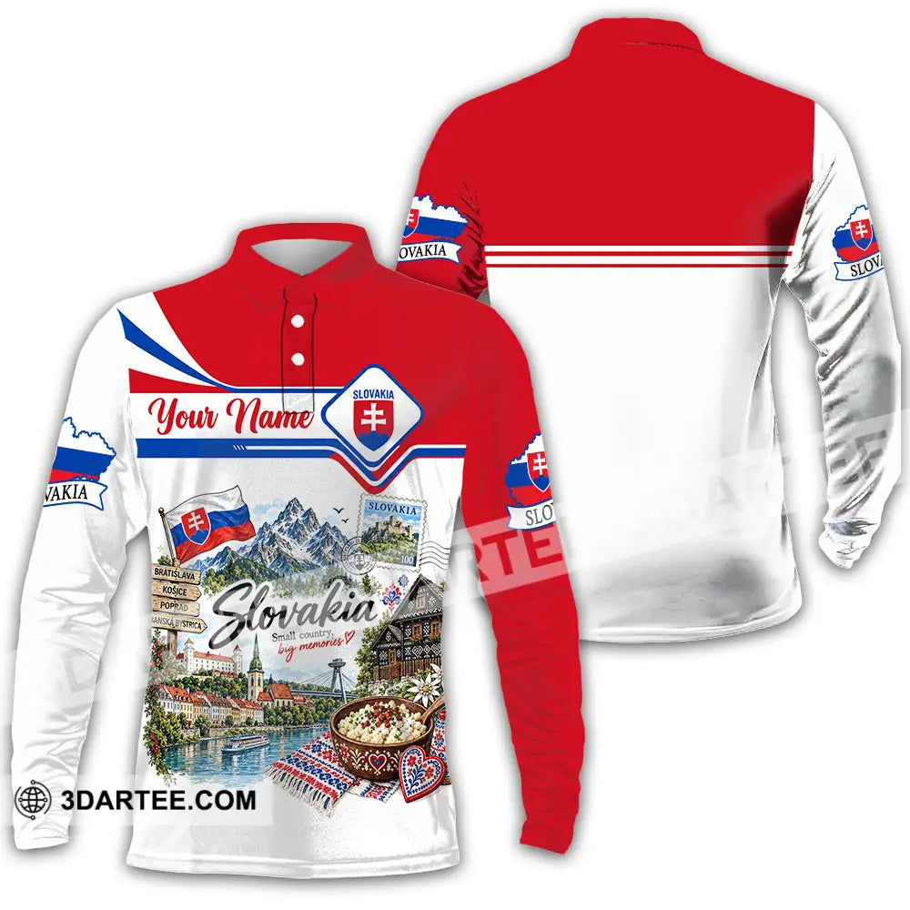 Unisex Shirt - Custom Slovakia Shirt - Long Sleeve Polo / S - T-shirt