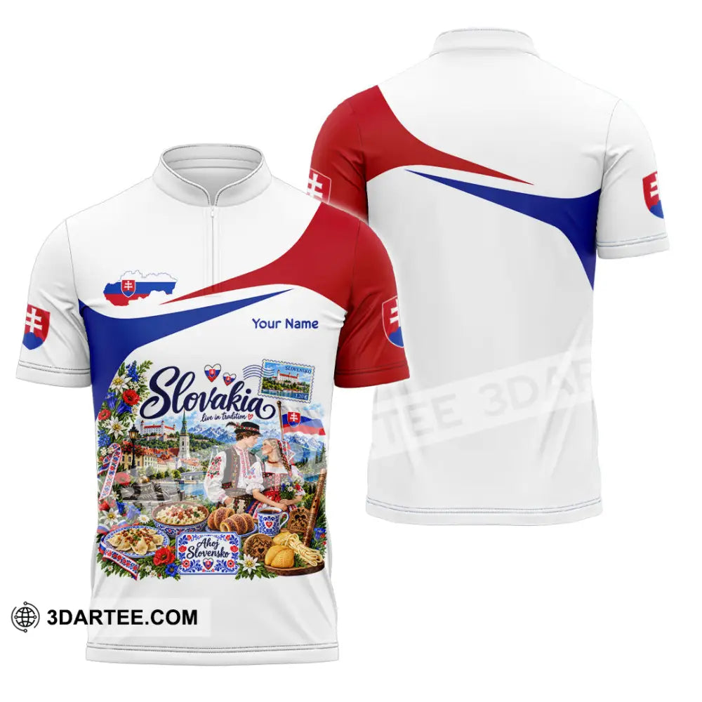 Unisex Shirt - Custom Slovakia Shirt - Zipper Polo Shirt / S - T-shirt