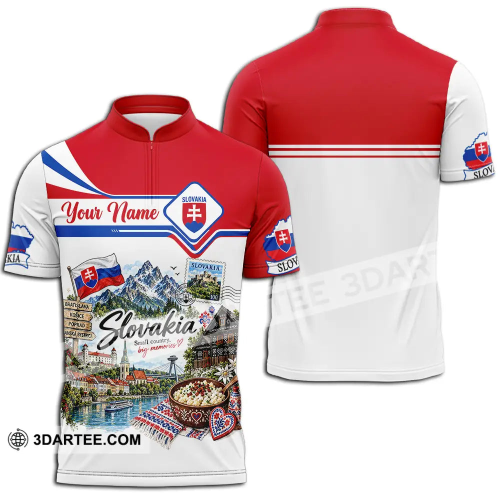 Unisex Shirt - Custom Slovakia Shirt - Zipper Polo Shirt / S - T-shirt