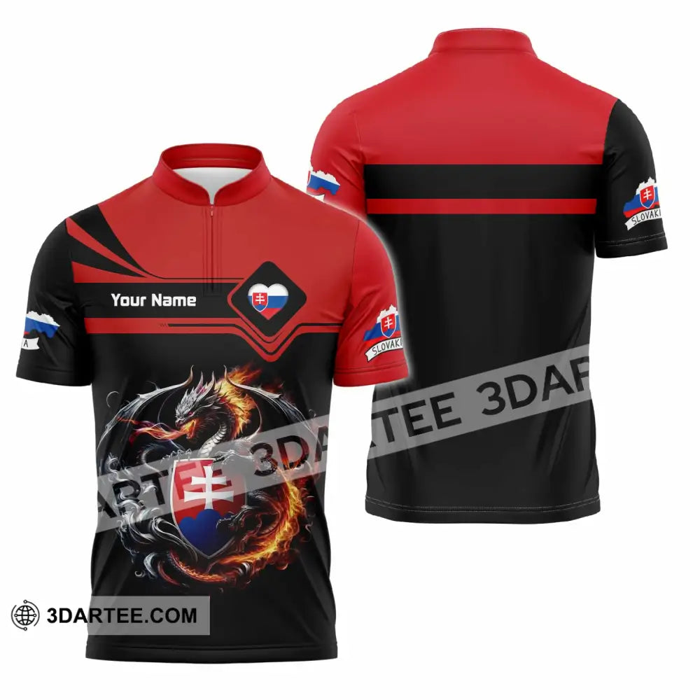Unisex Shirt - Custom Slovakia Shirt - Zipper Polo Shirt / S - T-shirt