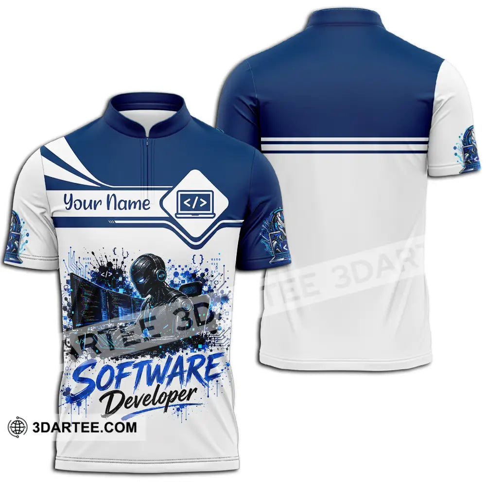 Unisex Shirt - Custom Software Developer Shirt - Zipper Polo Shirt / S - T-shirt