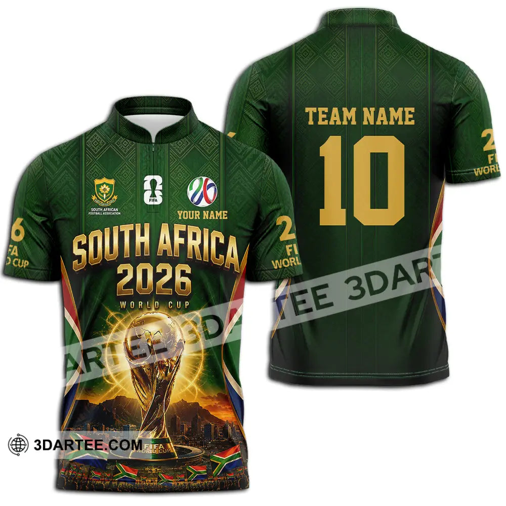 Unisex Shirt - Custom South Africa World Cup 2026 Shirt - Zipper Polo Shirt / S - T-shirt