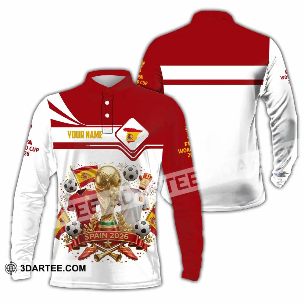 Unisex Shirt - Custom Spain World Cup 2026 3D Shirt - Long Sleeve Polo / S - T-shirt
