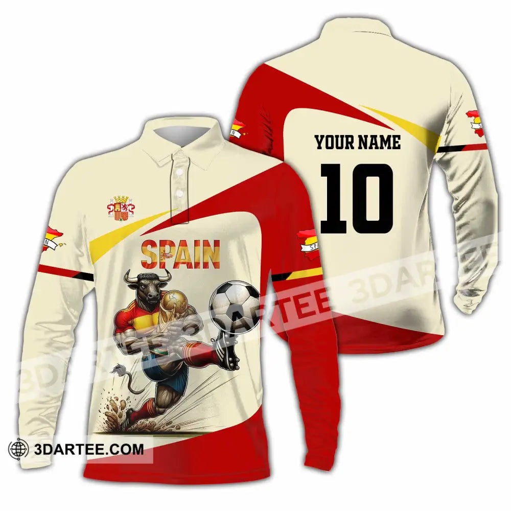 Unisex Shirt - Custom Spain 3D Shirt Long Sleeve Polo / S T-shirt