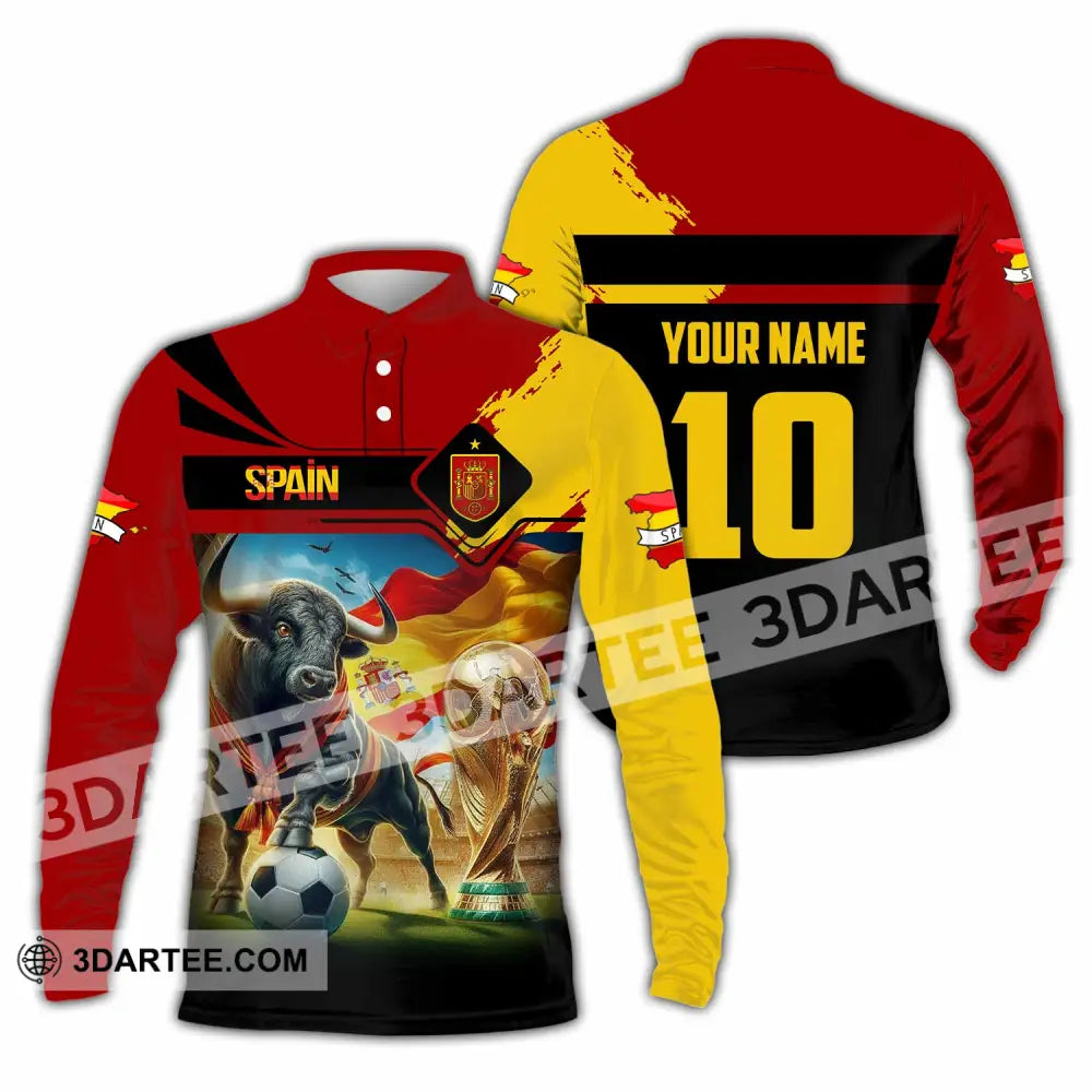 Unisex Shirt - Custom Spain 3D Shirt Long Sleeve Polo / S T-shirt