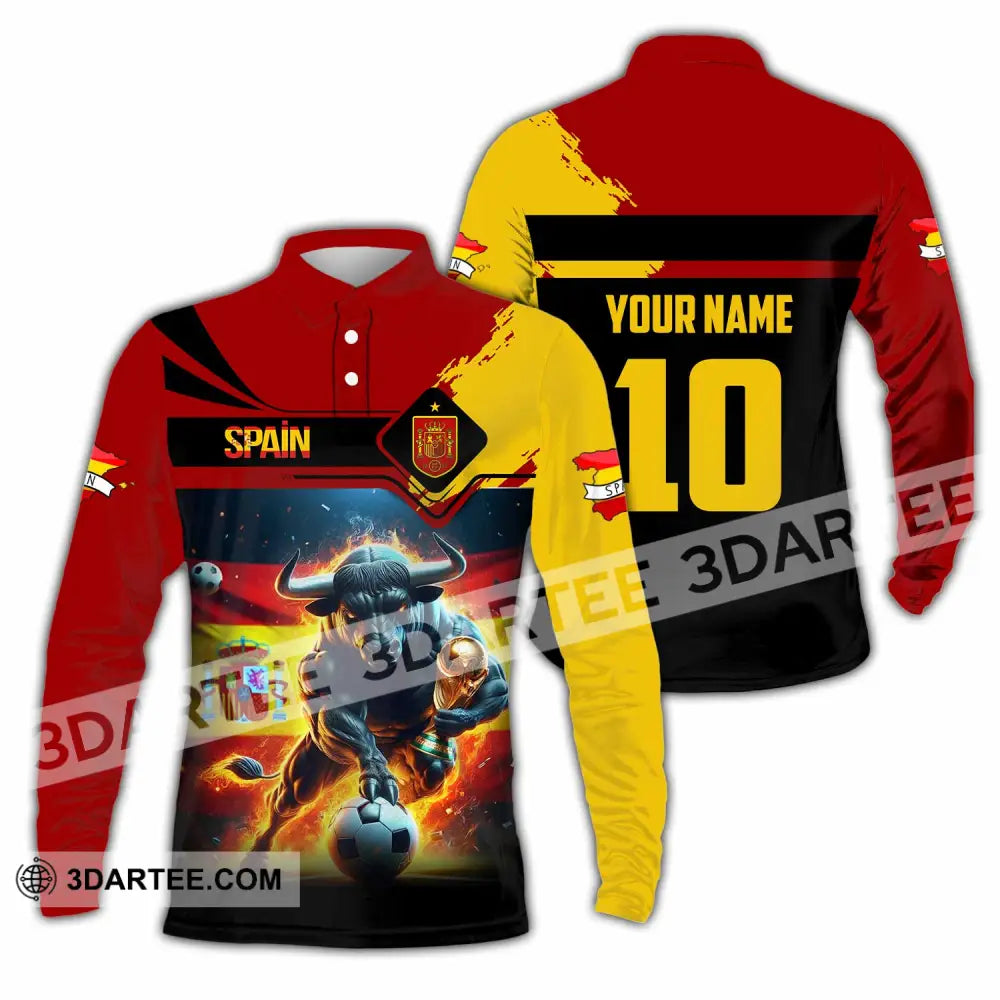 Unisex Shirt - Custom Spain 3D Shirt Long Sleeve Polo / S T-shirt