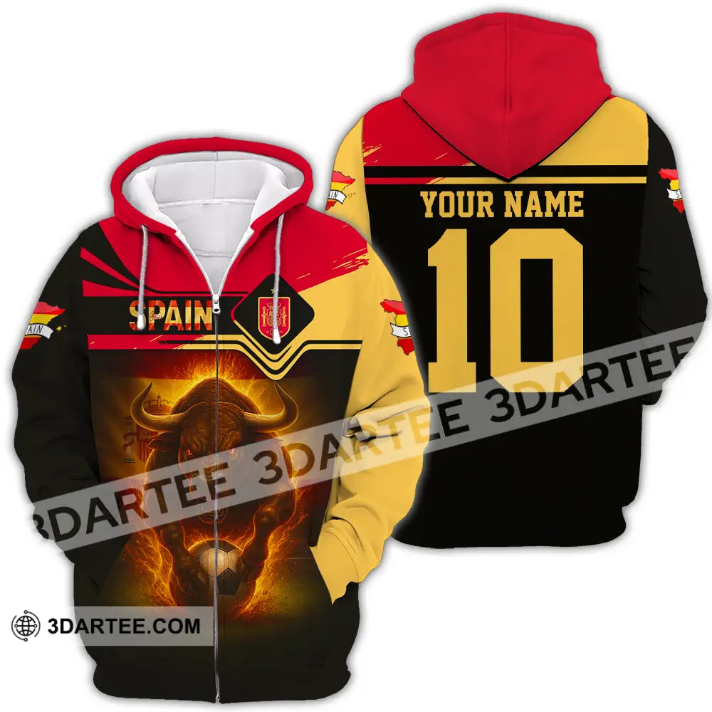 Unisex Shirt - Custom Spain 3D Shirt Zipper Hoodie / S T-shirt
