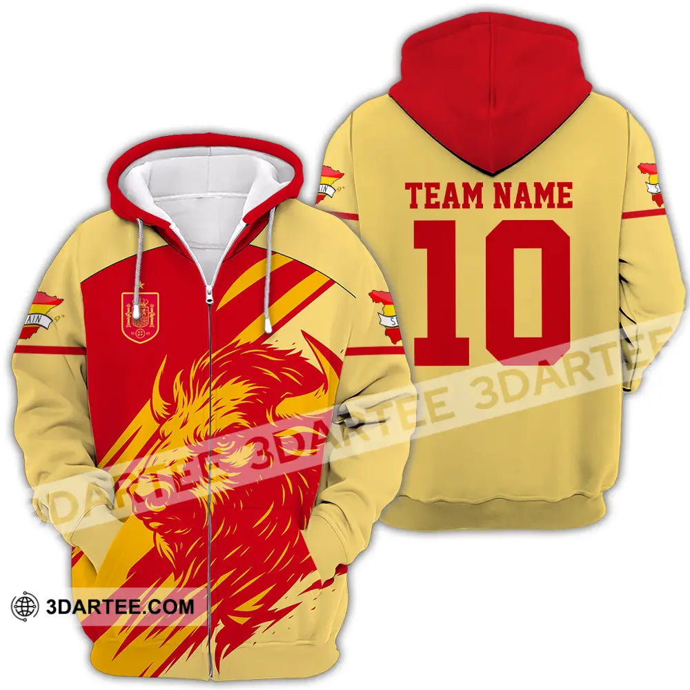 Unisex Shirt - Custom Spain 3D Shirt Zipper Hoodie / S T-shirt