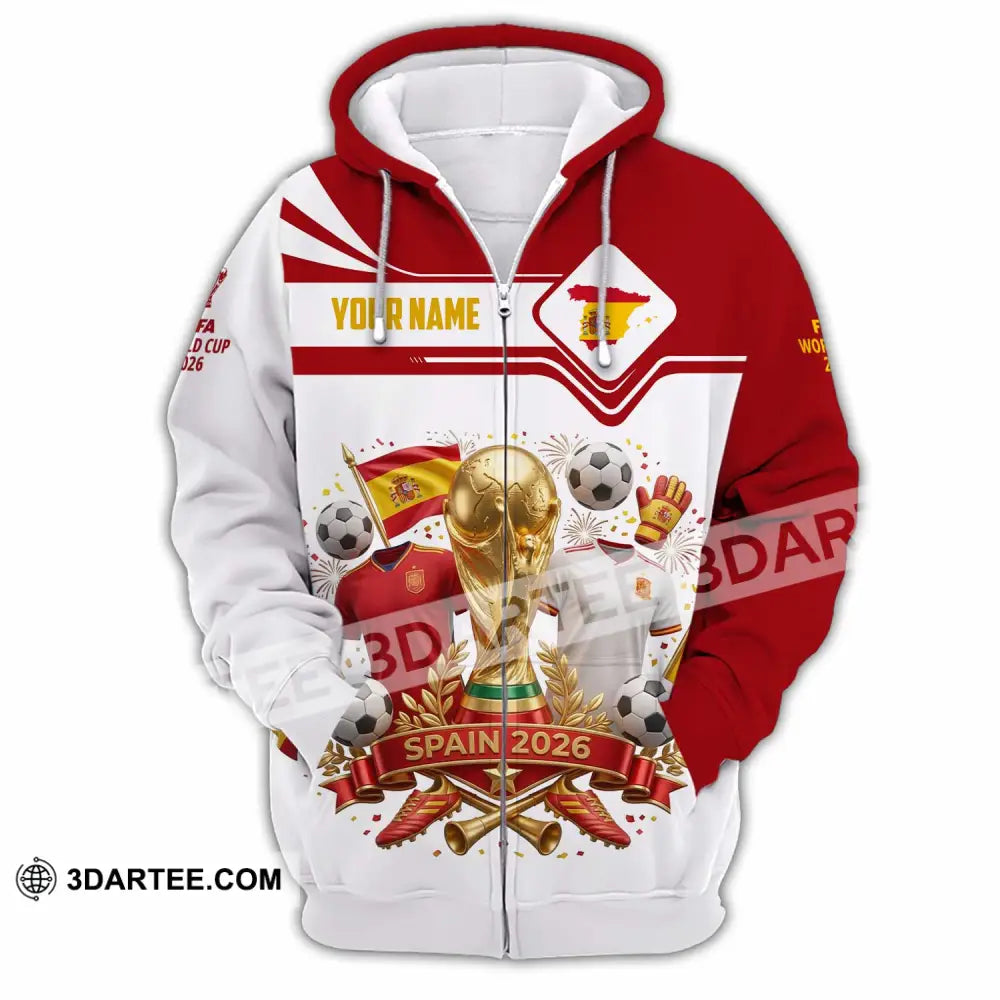 Unisex Shirt - Custom Spain World Cup 2026 3D Shirt - Zipper Hoodie / S - T-shirt