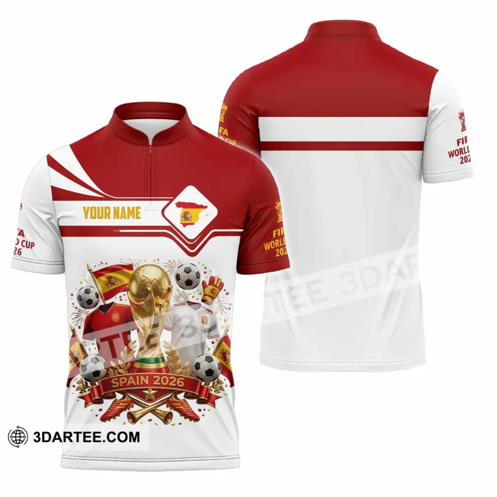 Unisex Shirt - Custom Spain World Cup 2026 3D Shirt - Zipper Polo Shirt / S - T-shirt