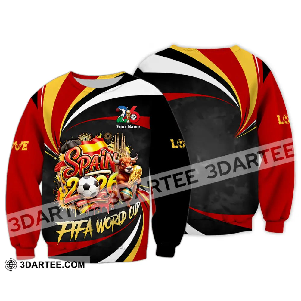 Unisex Shirt - Custom Spain Fifa World Cup 2026 3D Shirt Long Sleeve / S T-shirt