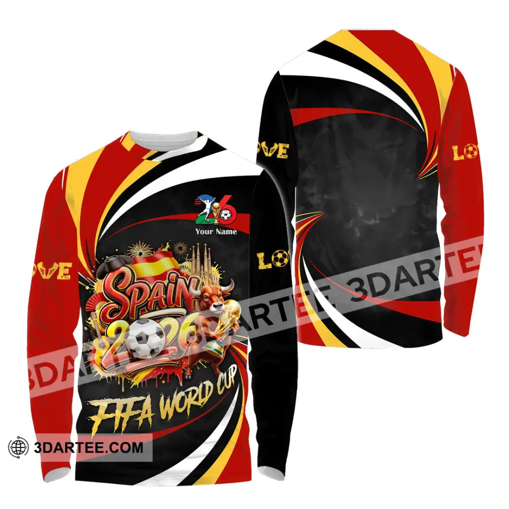 Unisex Shirt - Custom Spain Fifa World Cup 2026 3D Shirt Long Sleeve Shirt / S T-shirt