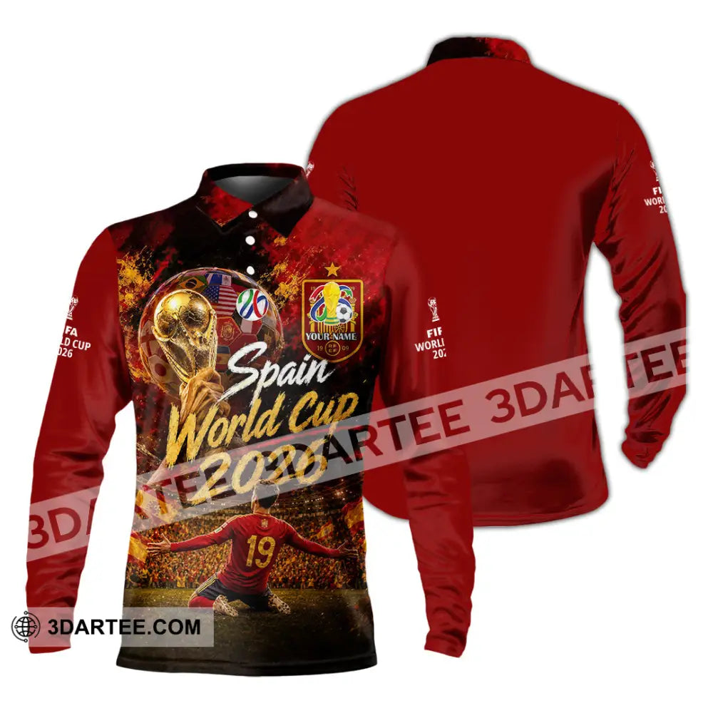 Unisex Shirt - Custom Spain World Cup 2026 Shirt - Long Sleeve Polo / S - T-shirt