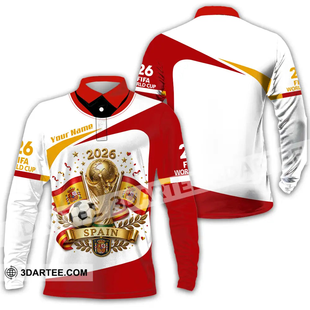 Unisex Shirt - Custom Spain World Cup 2026 Shirt - Long Sleeve Polo / S - T-shirt