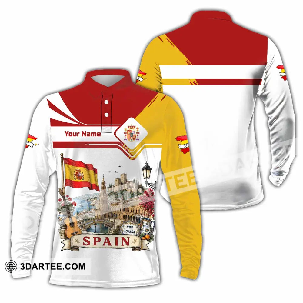 Unisex Shirt - Custom Spain Shirt - Long Sleeve Polo / S - T-shirt
