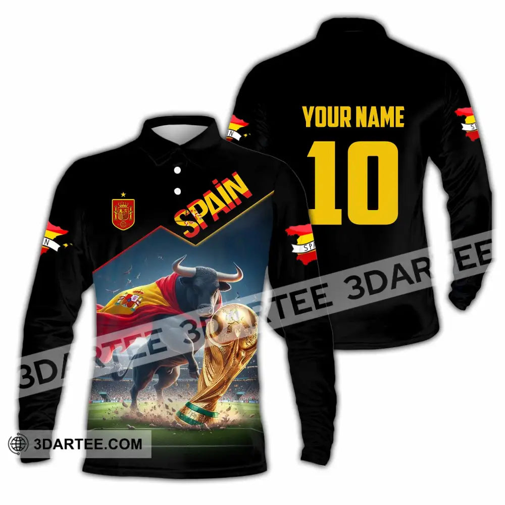 Unisex Shirt - Custom Spain World Cup 2026 3D Shirt Long Sleeve Polo / S T-shirt