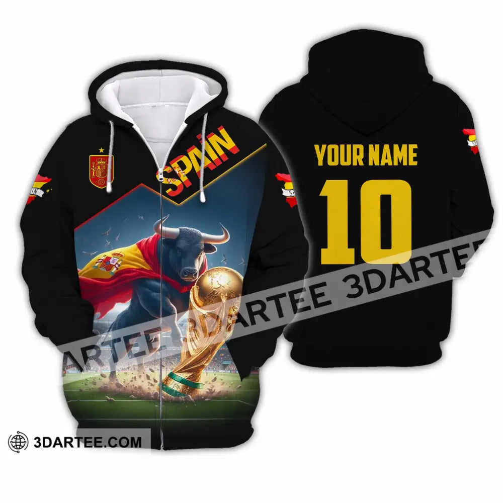 Unisex Shirt - Custom Spain World Cup 2026 3D Shirt Zipper Hoodie / S T-shirt