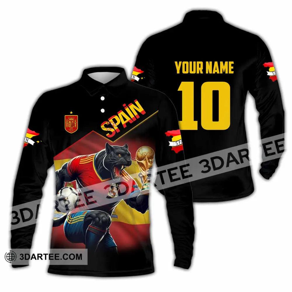 Unisex Shirt - Custom Spain World Cup 3D Shirt Long Sleeve Polo / S T-shirt