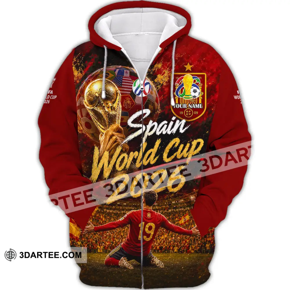 Unisex Shirt - Custom Spain World Cup 2026 Shirt - Zipper Hoodie / S - T-shirt