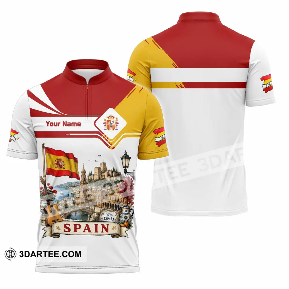 Unisex Shirt - Custom Spain Shirt - Zipper Polo Shirt / S - T-shirt