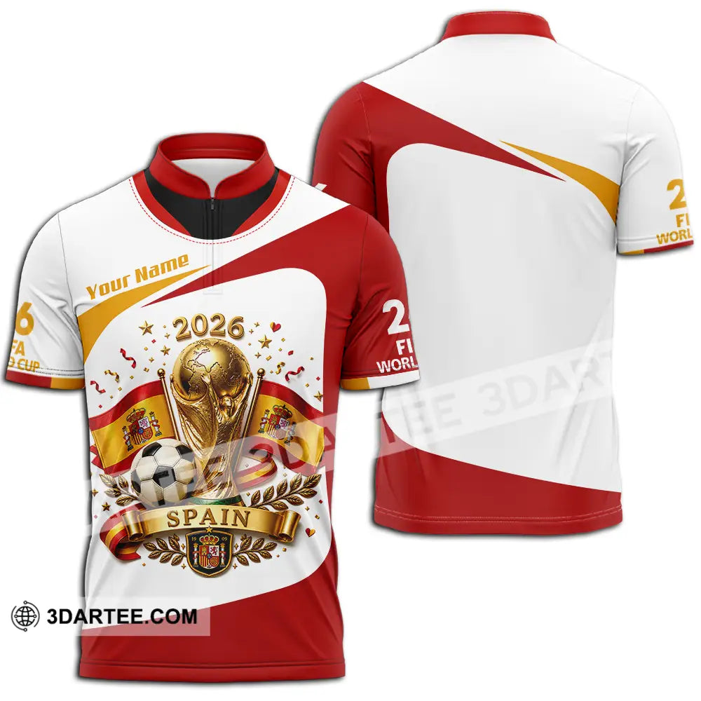Unisex Shirt - Custom Spain World Cup 2026 Shirt - Zipper Polo Shirt / S - T-shirt