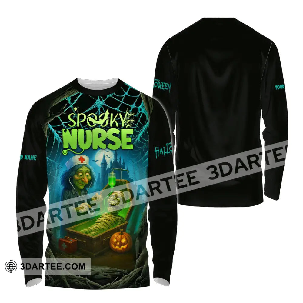 Unisex Shirt - Custom Spoopy Nurse Halloween Shirt Long Sleeve Shirt / S T-shirt